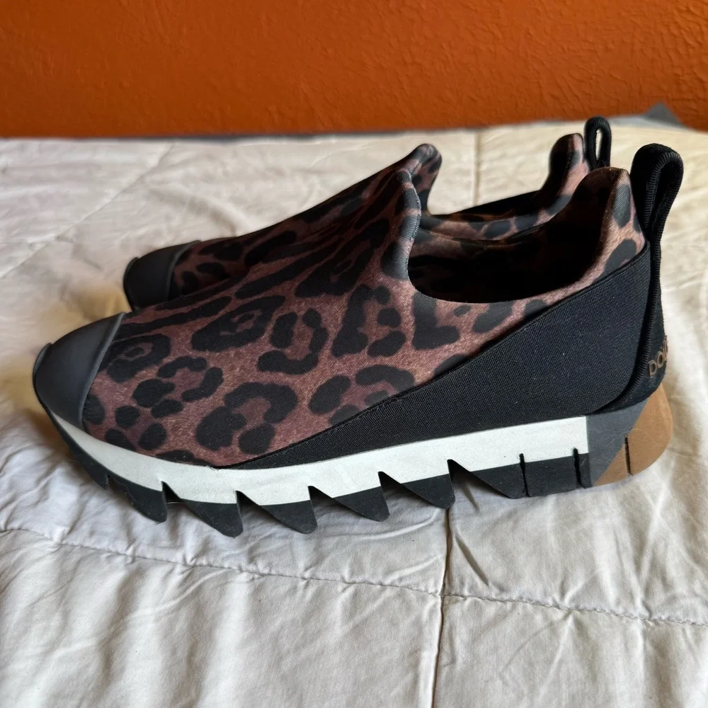 Dolce & Gabbana Ibiza Leopard Print‎ Slip On Sneakers, Size 6.5, EU 37
